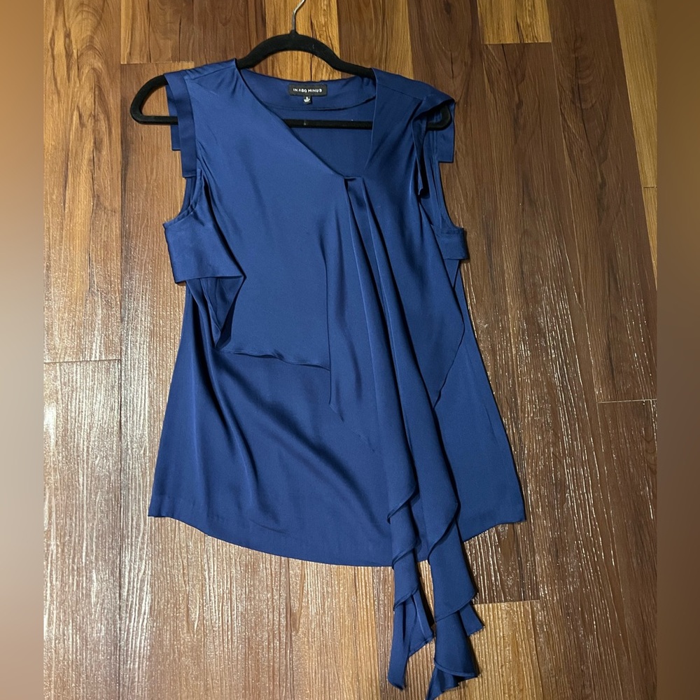 In addition minus blue silky shirt with twist detail size 6
